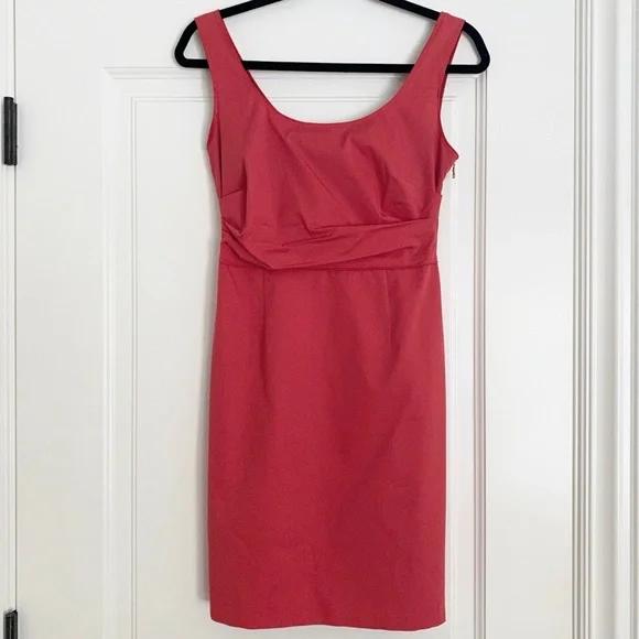 Elie Tahari Coral Red Sheath Dress - 2 - Picture 2 of 8